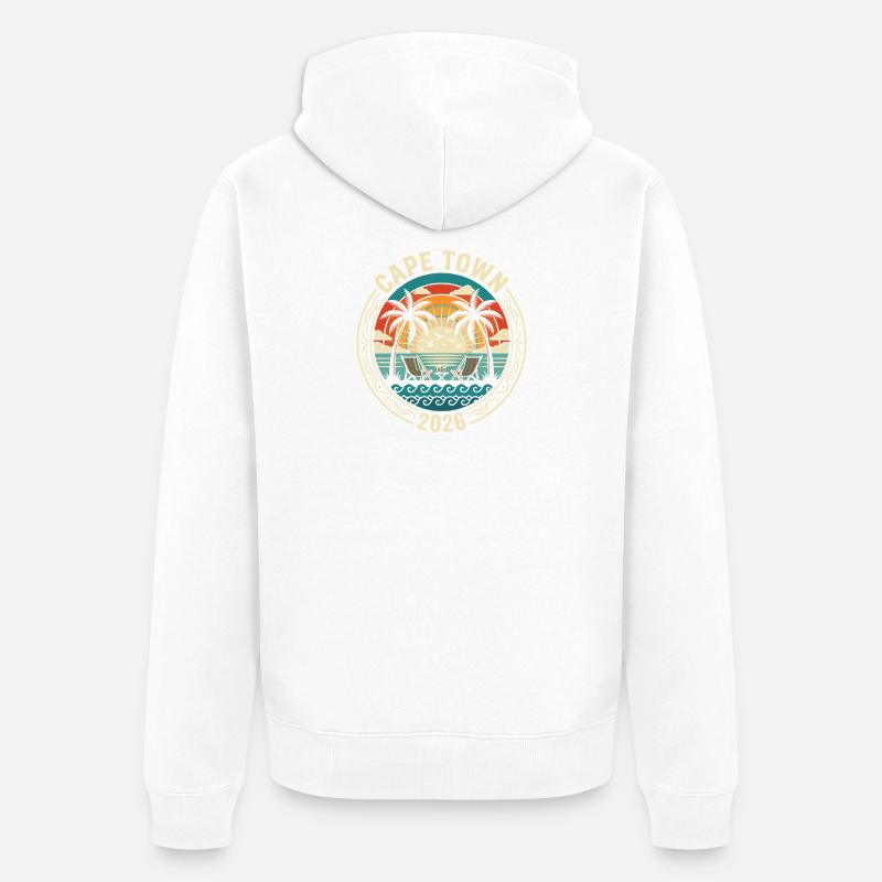 Idylle plage du Cap 2026 - Veste à capuche bio Premium Unisexe - blanc