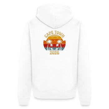 Cape Town 2026 Retro Sunset - Unisex Premium Organic Zip Hoodie - white - Back - Thijin (182cm)