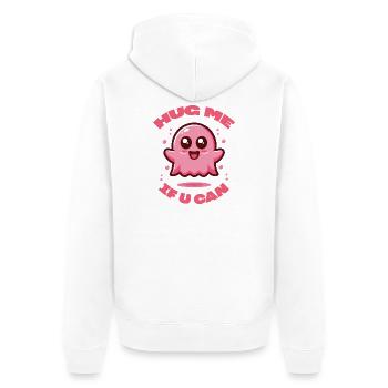 Fantôme rose, prends-moi dans tes bras si tu peux. - Veste à capuche bio Premium Unisexe - blanc - Dos - Thijin (182cm)