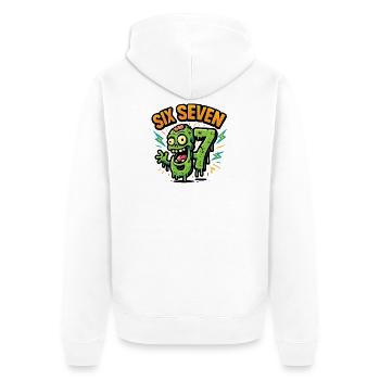 Six Seven 67 Zombie Horror Humor Italian Brainrot - Unisex Premium Bio Zip Hoodie - Weiß - Hinten - Thijin (182cm)