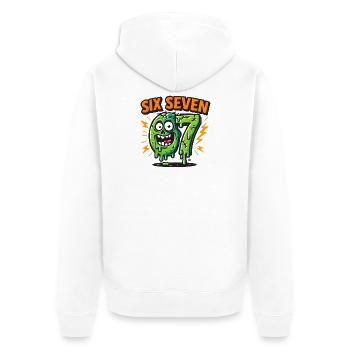 Six Seven 67 Zombie Horror Humor Italian Brainrot - Unisex Premium Organic Zip Hoodie - white - Back - Thijin (182cm)