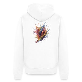 Buntstifte – Kreatives Zeichnen Bunker Spritzer - Unisex Premium Bio Zip Hoodie - Weiß - Hinten - Thijin (182cm)