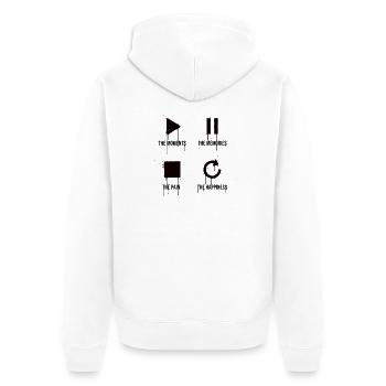 Pleine conscience, moments, souvenirs, bonheur - Veste à capuche bio Premium Unisexe - blanc - Dos - Thijin (182cm)