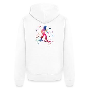 Alpiner Skifahrer Wintersport Skitouren - Unisex Premium Bio Zip Hoodie - Weiß - Hinten - Thijin (182cm)