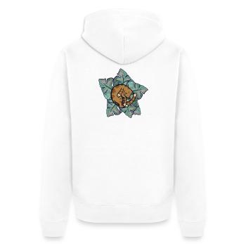 Chat fait la sieste sur des feuilles de monstera - Veste à capuche bio Premium Unisexe - blanc - Dos - Thijin (182cm)