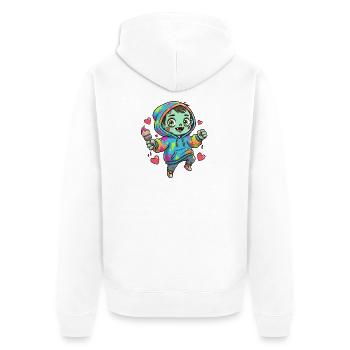Colorful Zombie Hoodie Motif - Unisex Premium Organic Zip Hoodie - white - Back - Thijin (182cm)