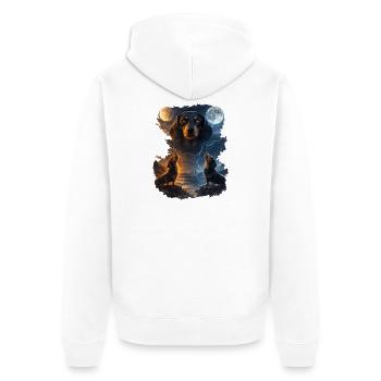 Mondgeheul: Zwei Hundeheuler - Unisex Premium Bio Zip Hoodie - Weiß - Hinten - Thijin (182cm)