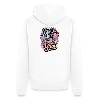 Nur ein Mädchen, das Yaoi liebt. - Unisex Premium Bio Zip Hoodie - Weiß - Hinten - Thijin (182cm)