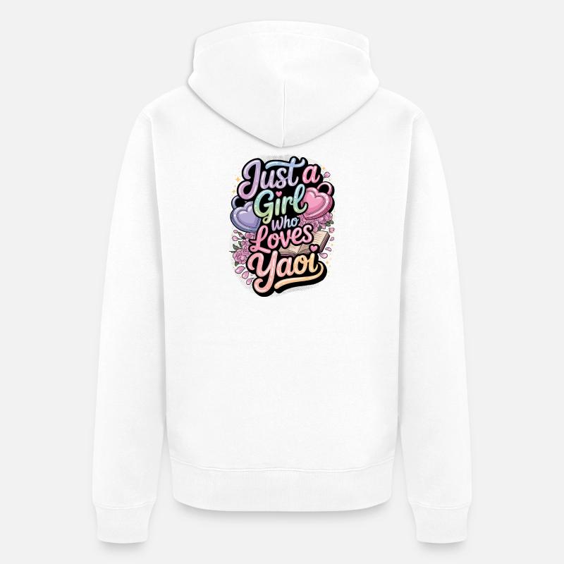 Nur ein Mädchen, das Yaoi liebt. - Unisex Premium Bio Zip Hoodie - Weiß