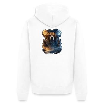 Moon Beagle Night Magic Beagle - Unisex Premium Organic Zip Hoodie - white - Back - Thijin (182cm)
