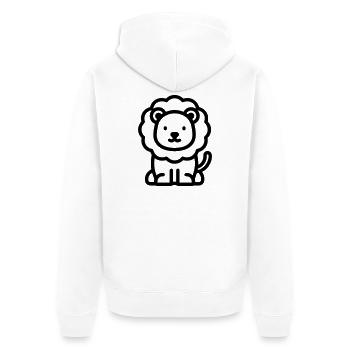 Löwe - Unisex Premium Bio Zip Hoodie - Weiß - Hinten - Thijin (182cm)