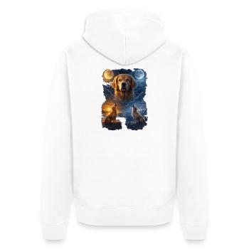 Golden Retriever Two Moons - Unisex Premium Organic Zip Hoodie - white - Back - Thijin (182cm)