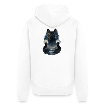 Frenchie Bouledogue Français Deux Lunes - Veste à capuche bio Premium Unisexe - blanc - Dos - Thijin (182cm)