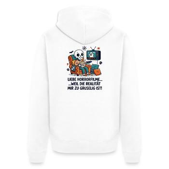 Horror Filme Realität Grusel Humor - Unisex Premium Bio Zip Hoodie - Weiß - Hinten - Thijin (182cm)