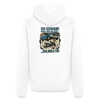 Autoschrauber Mechaniker Humor Spruch - Unisex Premium Bio Zip Hoodie - Weiß - Hinten - Thijin (182cm)