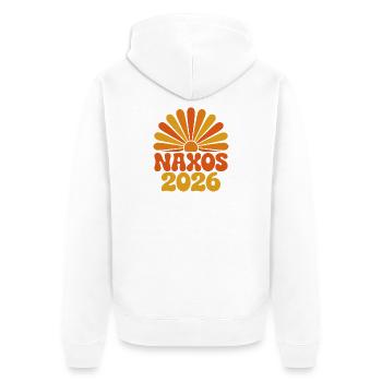 Naxos Sonnenuntergang 2026 - Unisex Premium Bio Zip Hoodie - Weiß - Hinten - Thijin (182cm)
