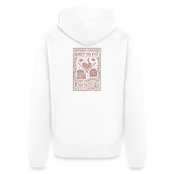 Stricken statt Anpassen | Männer Wolle - Unisex Premium Bio Zip Hoodie - Weiß - Hinten - Thijin (182cm)