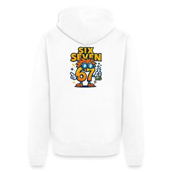 Six Seven 67 Idée de cadeau pour nerds sur l’humour scientifique - Veste à capuche bio Premium Unisexe - blanc - Dos - Thijin (182cm)
