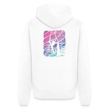 Vertikaltuch Vintage Luftakrobatik Aerial Silk - Unisex Premium Bio Zip Hoodie - Weiß - Hinten - Thijin (182cm)