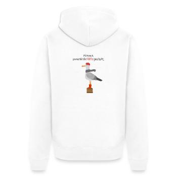  Lustiger Möwe Spruch  Mittwoch Halb Geschafft  - Unisex Premium Bio Zip Hoodie - Weiß - Hinten - Thijin (182cm)