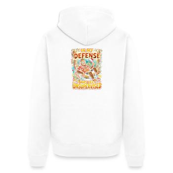In Defense: Unbeaufsichtigt am Strand - Unisex Premium Bio Zip Hoodie - Weiß - Hinten - Thijin (182cm)