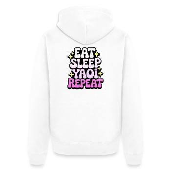 Eat Sleep Yaoi Repeat - Unisex Premium Organic Zip Hoodie - white - Back - Thijin (182cm)
