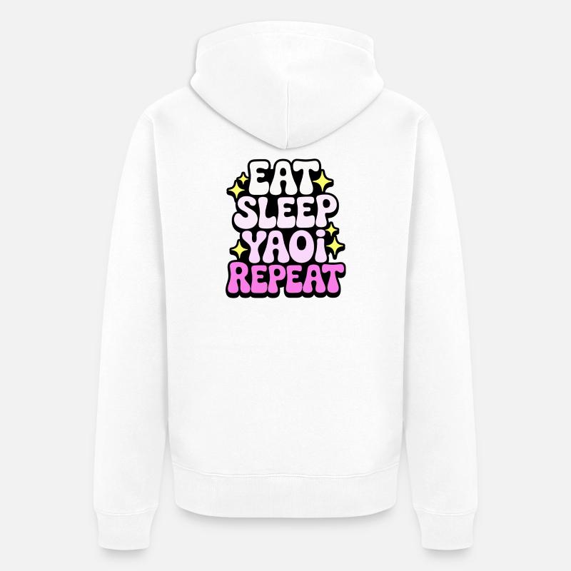 Mange, dors, Yaoi, répète. - Veste à capuche bio Premium Unisexe - blanc