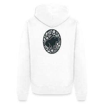Capybara | Art populaire de la forêt de fleurs - Veste à capuche bio Premium Unisexe - blanc - Dos - Thijin (182cm)