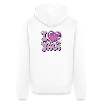 Ich liebe Yaoi Design. - Unisex Premium Bio Zip Hoodie - Weiß - Hinten - Thijin (182cm)