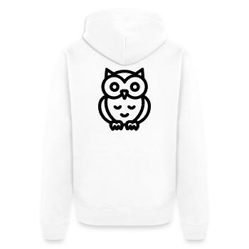 Eule - Unisex Premium Bio Zip Hoodie - Weiß - Hinten - Thijin (182cm)