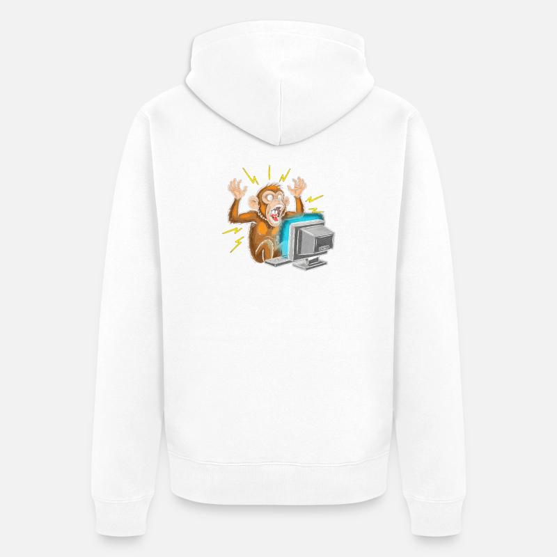 Épidémie d’ordinateur singe - Veste à capuche bio Premium Unisexe - blanc