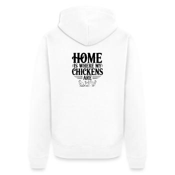 Zuhause ist, wo meine Hühner sind - Unisex Premium Bio Zip Hoodie - Weiß - Hinten - Thijin (182cm)