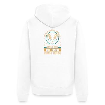 Steckenpferd Hobbyhorse Hobby Horsing - Unisex Premium Bio Zip Hoodie - Weiß - Hinten - Thijin (182cm)