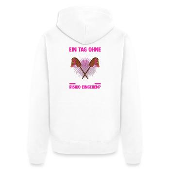 Steckenpferd Hobbyhorse Hobby Horsing - Unisex Premium Bio Zip Hoodie - Weiß - Hinten - Thijin (182cm)