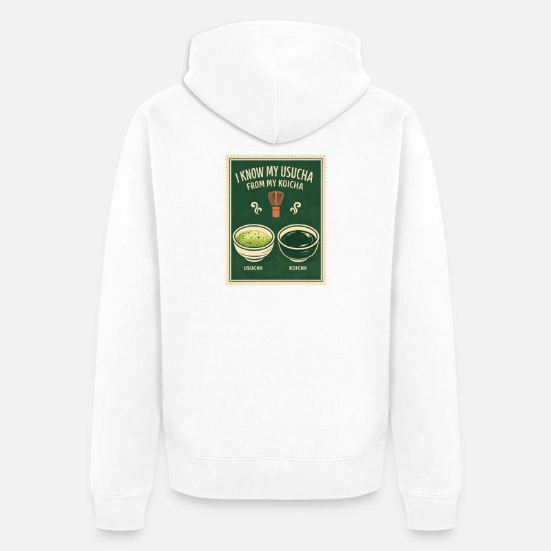 Usucha oder Koicha | Matcha Wissen - Unisex Premium Bio Zip Hoodie - Weiß