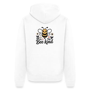 Cute bee with flowers – Bee Kind Spring Design - Unisex Premium Organic Zip Hoodie - white - Back - Thijin (182cm)