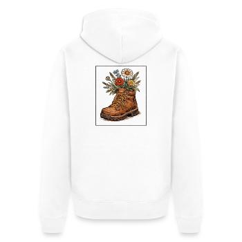 Boot Blooms Wildflower Bouquet - Unisex Premium Organic Zip Hoodie - white - Back - Thijin (182cm)