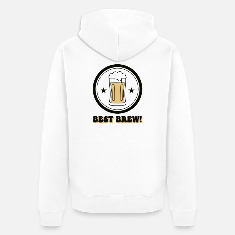 Kühles Best Brew Bier Emblem - Unisex Premium Bio Zip Hoodie - Weiß
