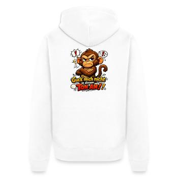 Guck mich nicht in diesem Ton an Äffchen - Unisex Premium Bio Zip Hoodie - Weiß - Hinten - Thijin (182cm)