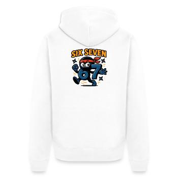 Six Seven 67 Italian Brainrot Ninja Humor Lustig - Unisex Premium Bio Zip Hoodie - Weiß - Hinten - Thijin (182cm)