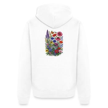 Wildflowers Flowers Flowers Natural Botanical Garden - Unisex Premium Organic Zip Hoodie - white - Back - Thijin (182cm)