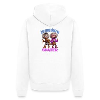  Älter Werden Können Wir Später Lustige Omas - Unisex Premium Bio Zip Hoodie - Weiß - Hinten - Thijin (182cm)