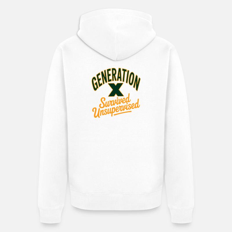 Generation X Survived Unsupervised - Unisex Premium Bio Zip Hoodie - Weiß