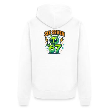 Six Seven 67 Italian Brainrot Alien Humor Funny - Unisex Premium Organic Zip Hoodie - white - Back - Thijin (182cm)