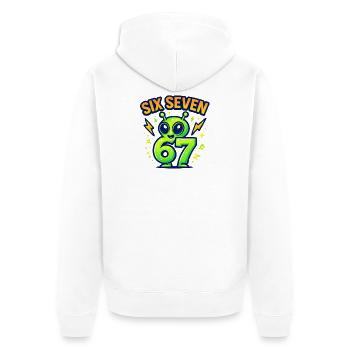 Six Seven 67 Italian Brainrot Alien Humor Funny - Unisex Premium Organic Zip Hoodie - white - Back - Thijin (182cm)