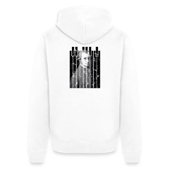 Glitch Mozart Art classique du portrait - Veste à capuche bio Premium Unisexe - blanc - Dos - Thijin (182cm)