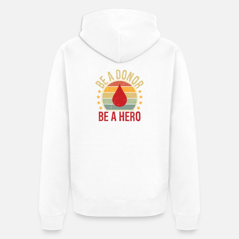 Sei ein Spender Sei ein Held - Unisex Premium Bio Zip Hoodie - Weiß