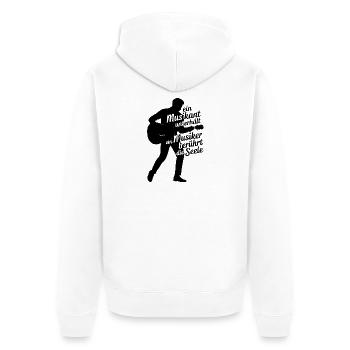 Gitarre - Musiker berührt die Seele Gitarrist - Unisex Premium Bio Zip Hoodie - Weiß - Hinten - Thijin (182cm)