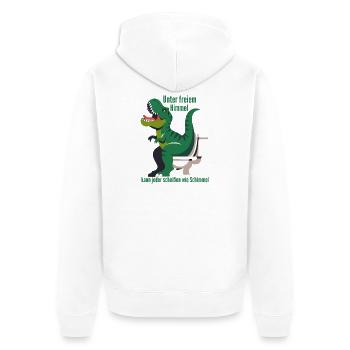 Dino auf Toilette im Freien - Unisex Premium Bio Zip Hoodie - Weiß - Hinten - Thijin (182cm)