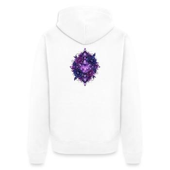 Violet Crystal Blossoms Mandala - Unisex Premium Organic Zip Hoodie - white - Back - Thijin (182cm)